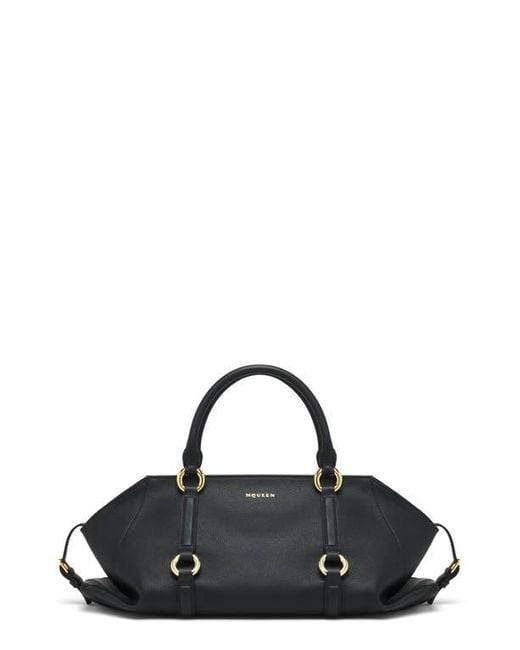Alexander McQueen Black Medium Farringdon Leather Satchel