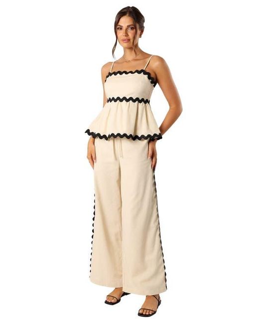 Petal & Pup Natural Mollymook Rickrack Trim Cotton Wide Leg Pants