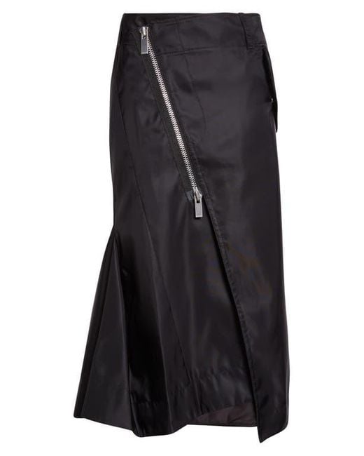 Sacai Black Insulated Nylon Twill Skirt