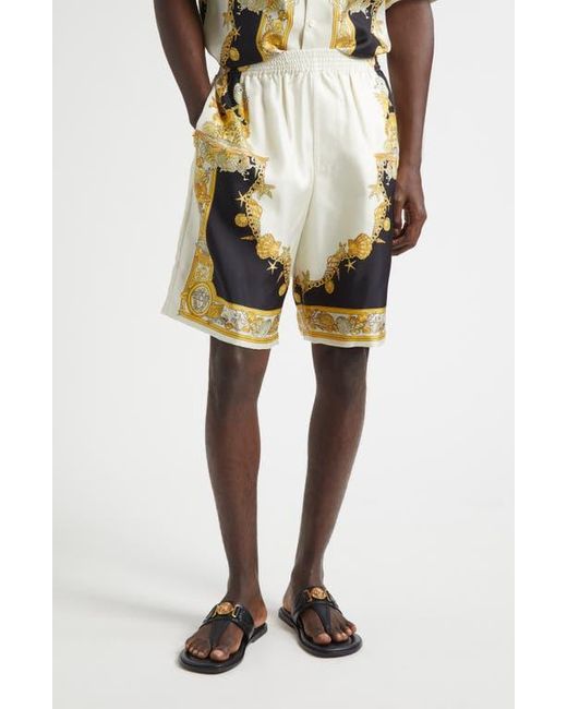 Versace Multicolor Coral Theatre Silk Shorts for men