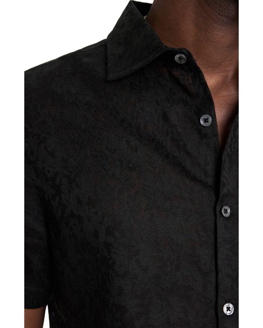 John Varvatos Black Short Sleeve Button-up Shirt for men