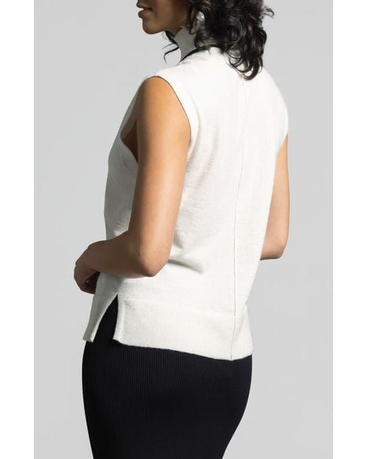 WEEKEND LOS ANGELES White Jessamine Funnel Neck Sleeveless Sweater
