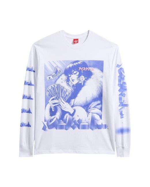 ICECREAM Blue Count Em Long Sleeve Cotton Graphic T-Shirt for men