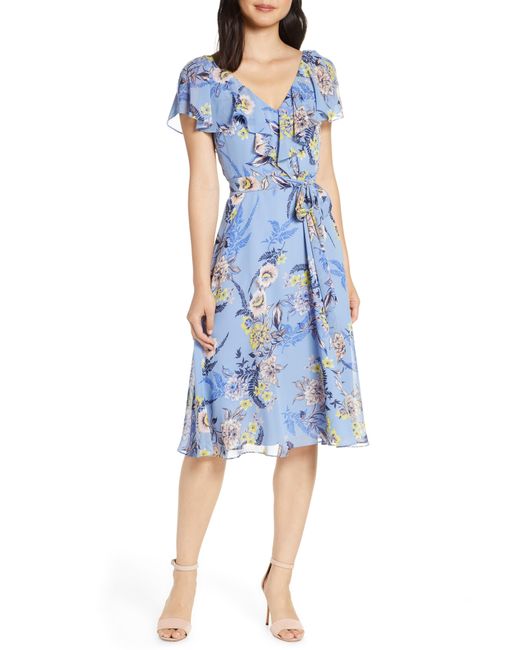 eliza j floral chiffon dress
