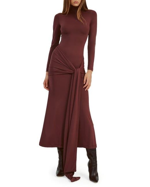 Bardot Red Alix Tie Front Long Sleeve Maxi Dress