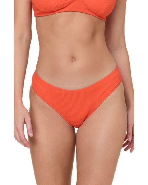 Andie Red Hipster Rib Bikini Bottoms