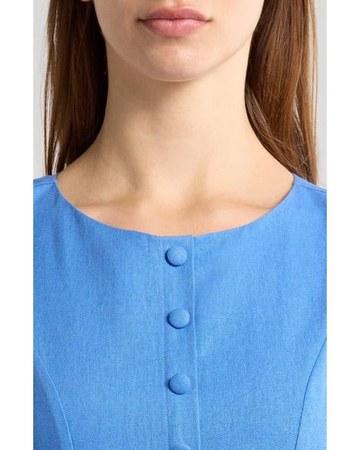 Wayf Blue Martini Linen Blend Minidress
