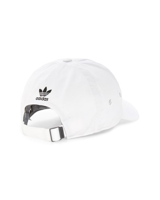 Adidas Originals White Mini Trefoil Relaxed Strap Back Hat
