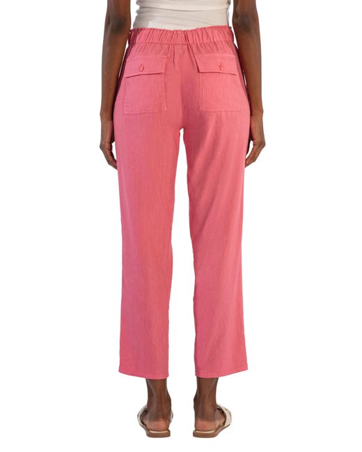 Kut From The Kloth Red Rosalie Linen Blend Drawstring Ankle Pants