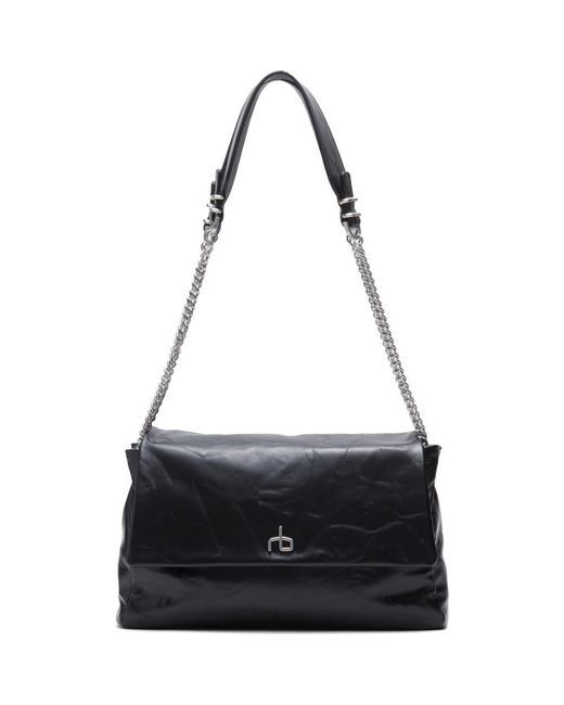 Rag & Bone Black Large Chelsea Flap Leather Convertible Shoulder Bag