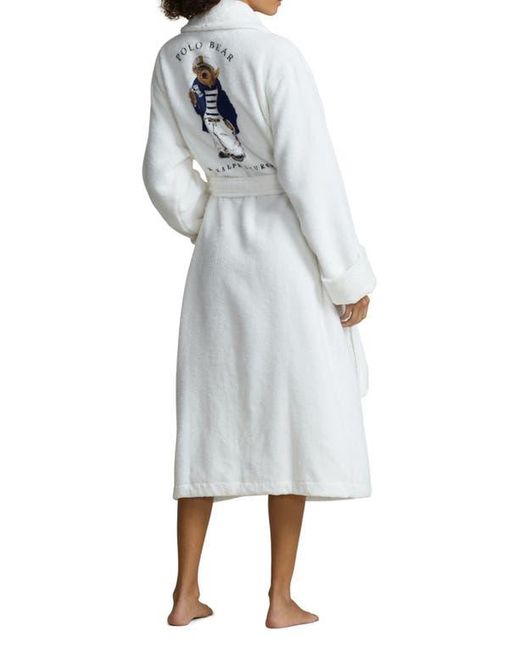 Polo Ralph Lauren Bear Print Organic Cotton Robe in White Lyst