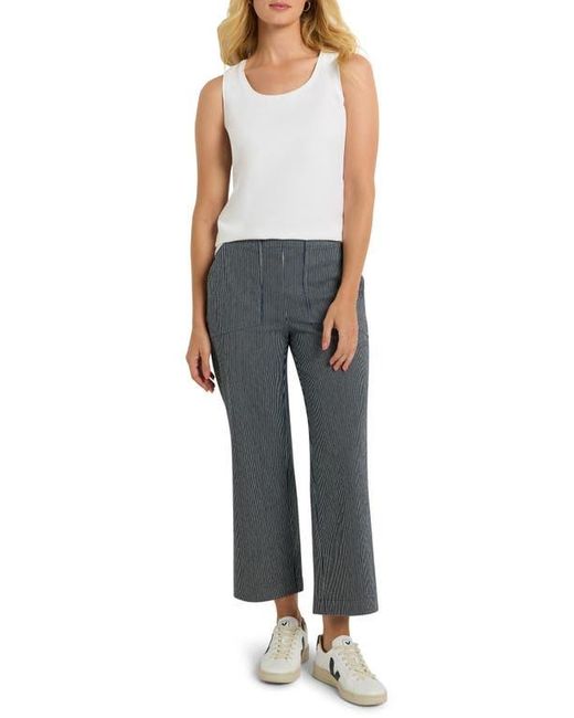 NIC+ZOE Blue All Day Stripe Crop Wide Leg Pull-On Jeans