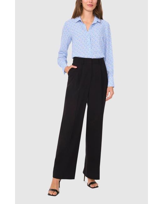 Halogen® Blue Geo Print Crepe Button-Up Shirt