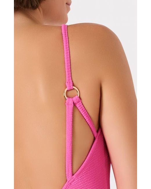 MILLY Pink Grace Solid Textured One-Piece Swimsuit
