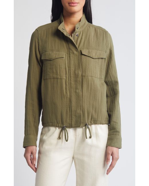 Caslon Green Caslon(r) Cotton Gauze Utility Jacket