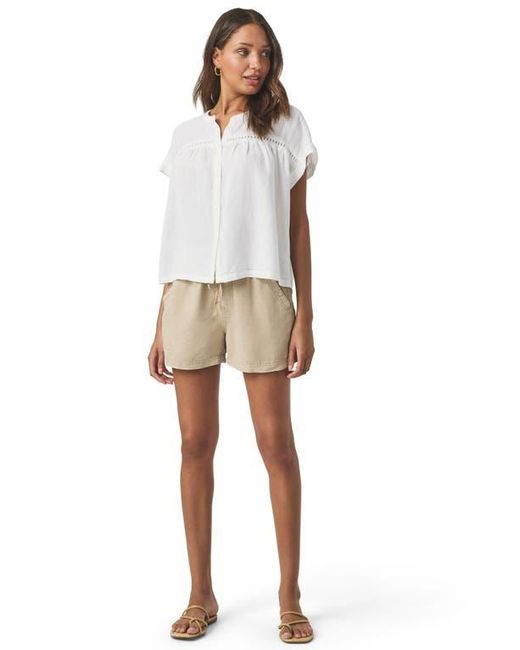 Splendid White Catalina Short Sleeve Linen Blend Button-Up Shirt
