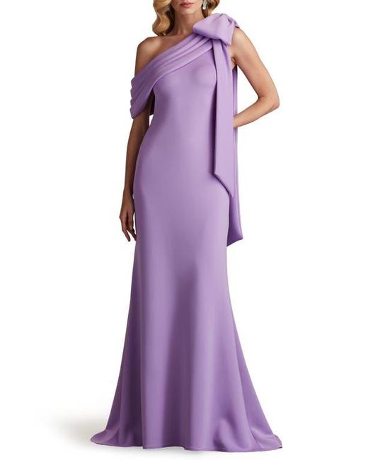 Tadashi Shoji Purple One-Shoulder Crepe Column Gown