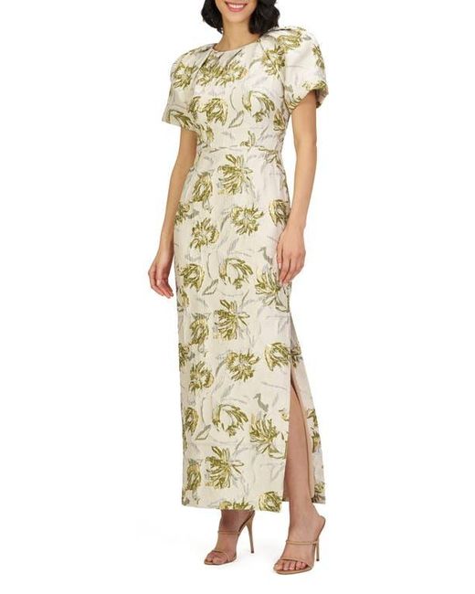 JS Collections Penny Metallic Floral Jacquard Sheath Gown
