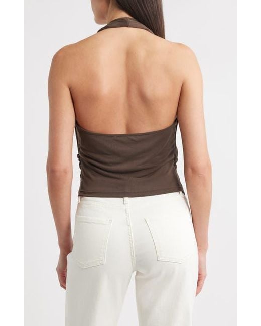 Mango Brown Toucan Wrap Halter Top