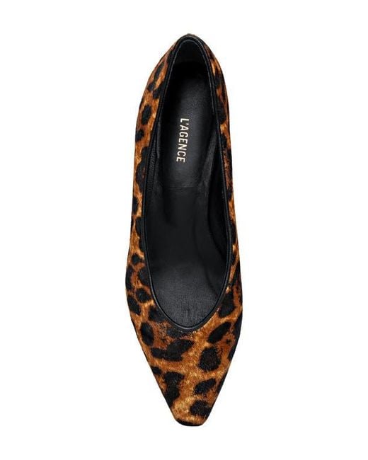 L'Agence Black Suzanne Genuine Calf Hair Pointed Toe Flat