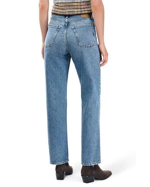 Rag & Bone Blue Shea High Waist Relaxed Straight Leg Jeans