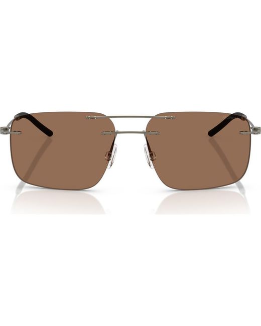 Moncler Brown 56Mm Rimless Rectangular Sunglasses for men