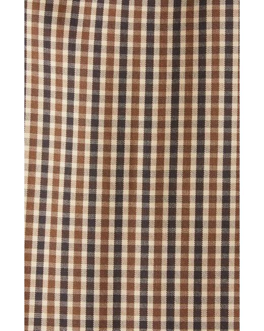 Jil Sander Brown Classic Check Three-Quarter Sleeve Crop Button-Up Shirt