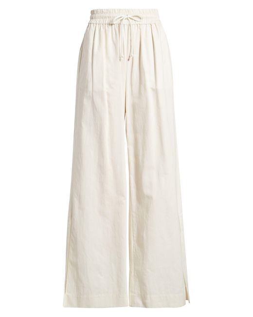 FRAME White Drawstring Slit Hem Cotton Blend Lounge Pants