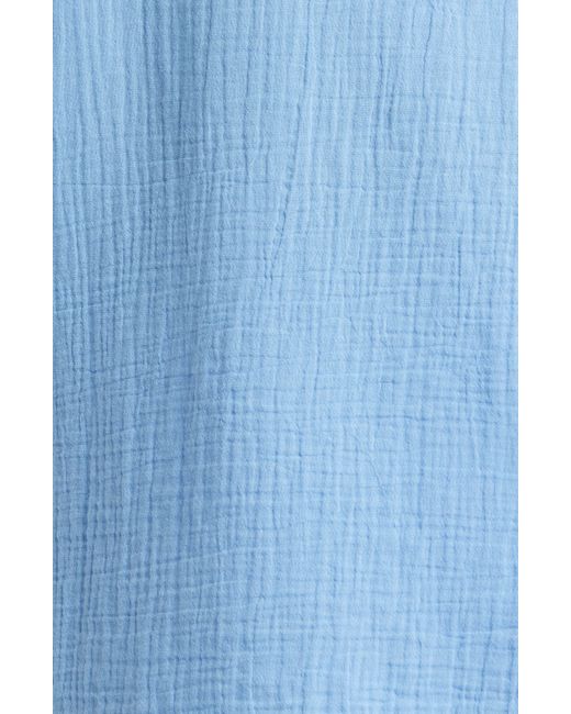 Caslon Blue Caslon(r) Long Sleeve Cotton Gauze Popover Top