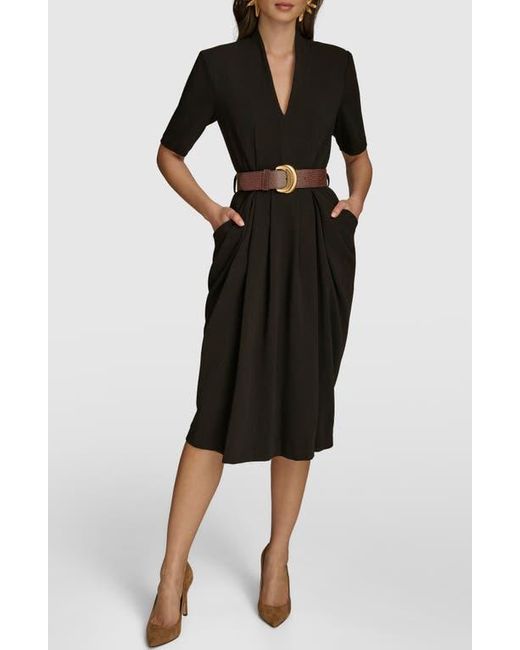 Donna Karan Black Belted Midi Dress