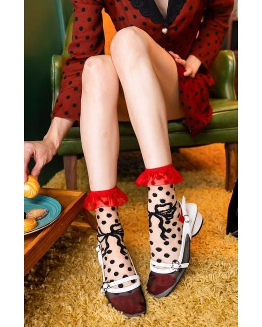 Sock Candy Red Assorted 2-Pack Sheer Polka Dot Socks