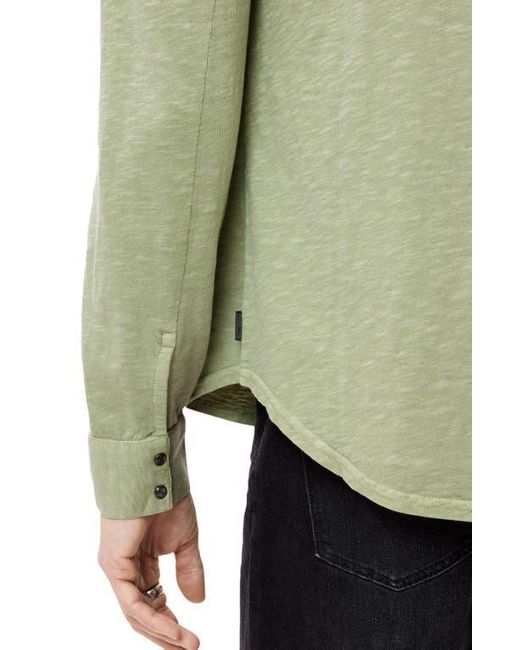 John Varvatos Green Avron Slub Organic Cotton Knit Snap-Up Western Shirt for men