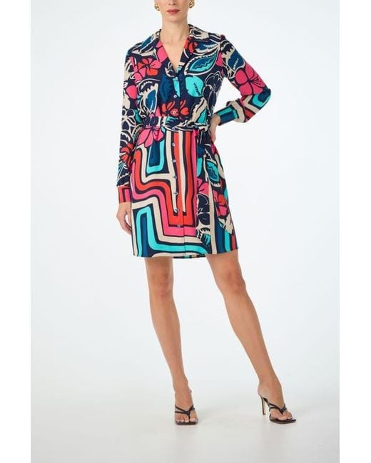 Trina Turk Red Promenade Printed Shirt Dress