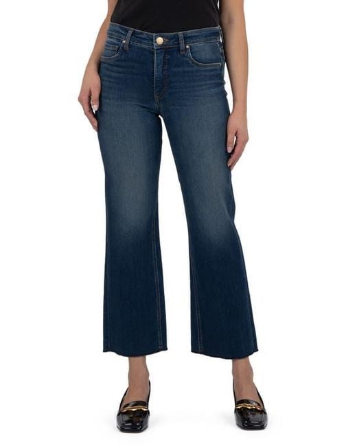 Kut From The Kloth Blue Kelsey High Waist Raw Hem Ankle Kick Flare Jeans