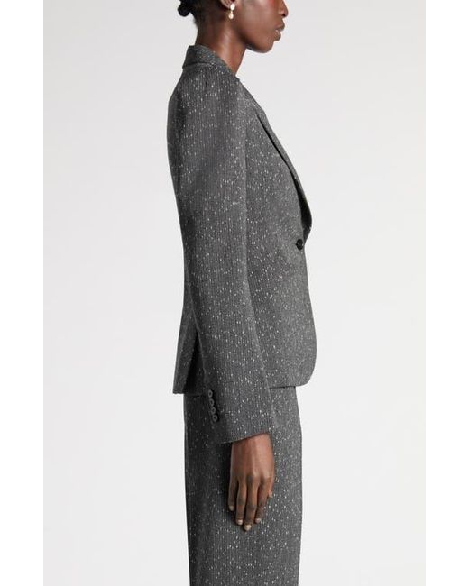 McQueen Gray One-Button Puff Sleeve Stretch Wool Jacket