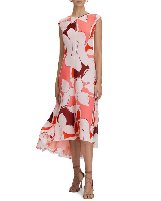 Reiss Red Becci Floral High-low Dress