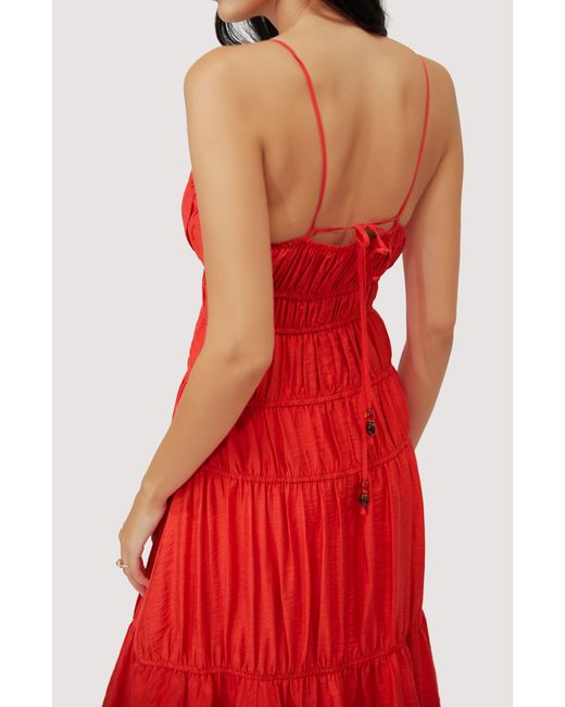 LOST AND WANDER Red Lost + Wander Hidden Oasis Sleeveless Maxi Dress
