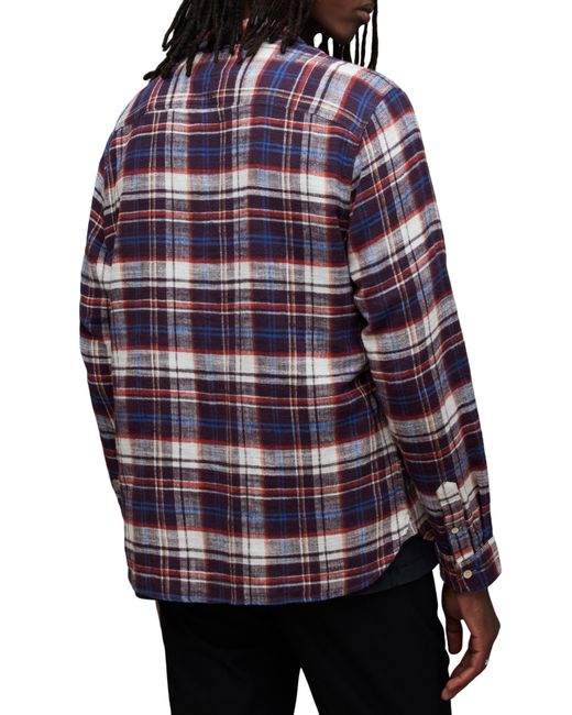 AllSaints Blue Lakeshort Plaid Flannel Button-up Shirt for men