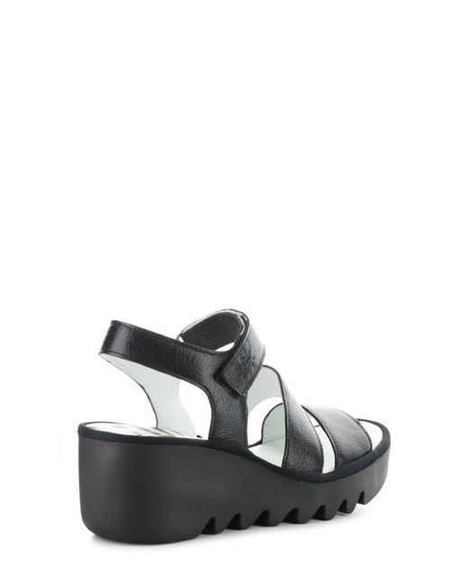 Fly London Black Bexy Platform Wedge Sandal