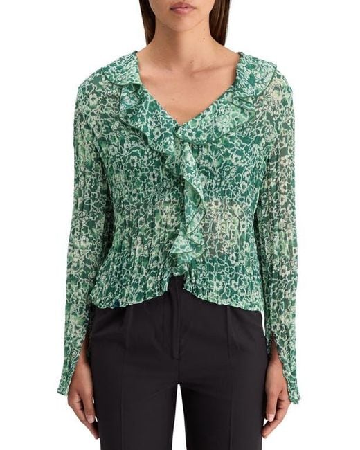Scotch & Soda Green Ruffle Pleated Top