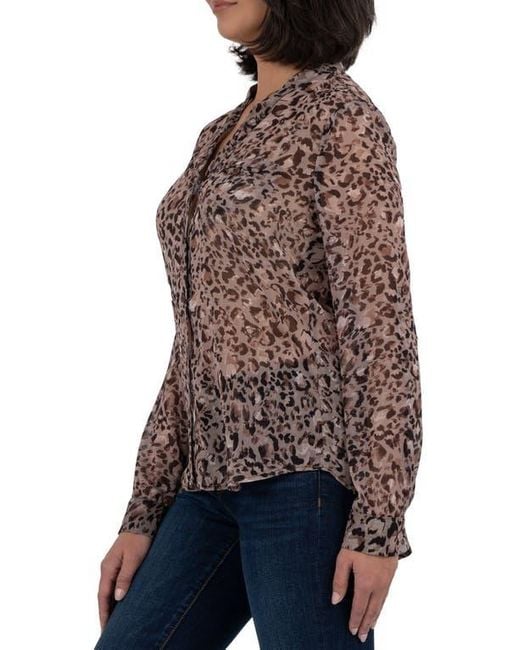 Kut From The Kloth Brown Jasmine Chiffon Button-Up Shirt
