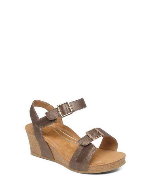 Aetrex Metallic Lexa Wedge Sandal