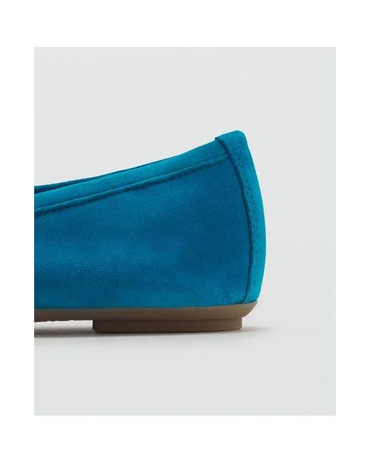 Mango Blue Cap Toe Suede Ballet Flat