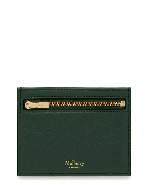 Mulberry Green Zipped Leather Card Case