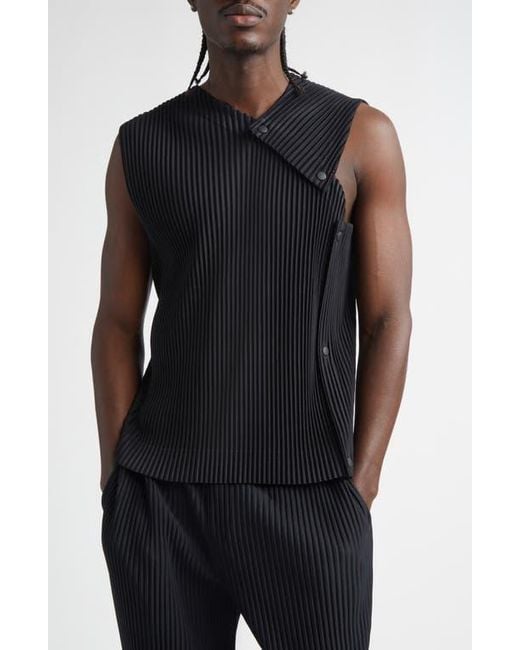 Homme Plissé Issey Miyake Stone Cloud Pleated Top in Black for Men