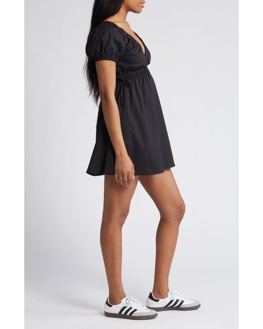 BP. Black Puff Sleeve Poplin Minidress