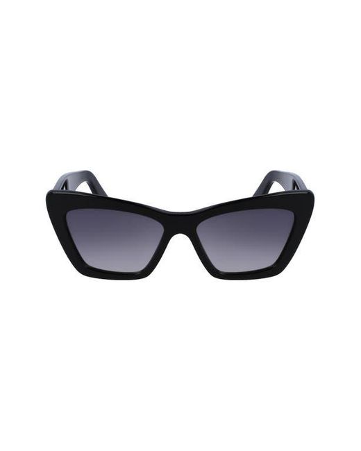 Ferragamo Black 55mm Gradient Rectangular Sunglasses