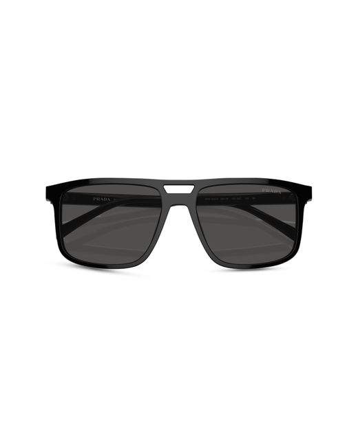 Prada Black 58mm Rectangular Sunglasses for men