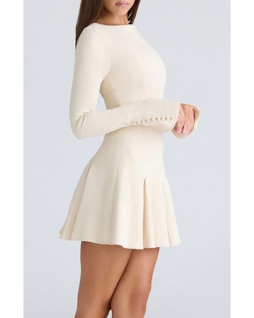 House Of Cb Francesca Long Sleeve Godet Hem Minidress in Natural | Lyst House Of Cb Francesca Long Sleeve Godet Hem Minidress in Natural | Lyst