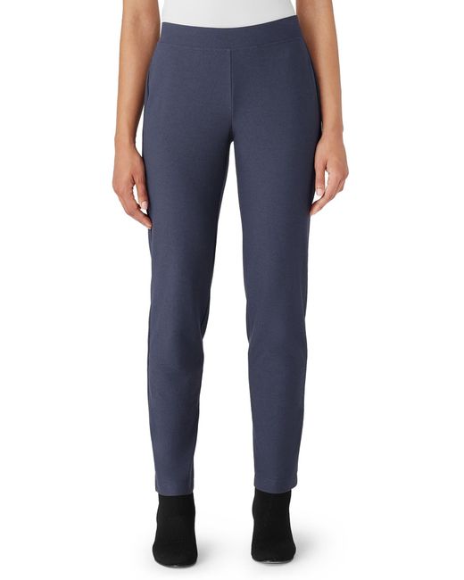 Eileen Fisher Blue Slim Ankle Stretch Crepe Pants